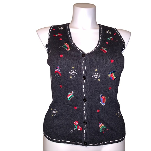 Pappagallo Christmas Theme Holiday Vest, Size Small - Picture 6 of 16